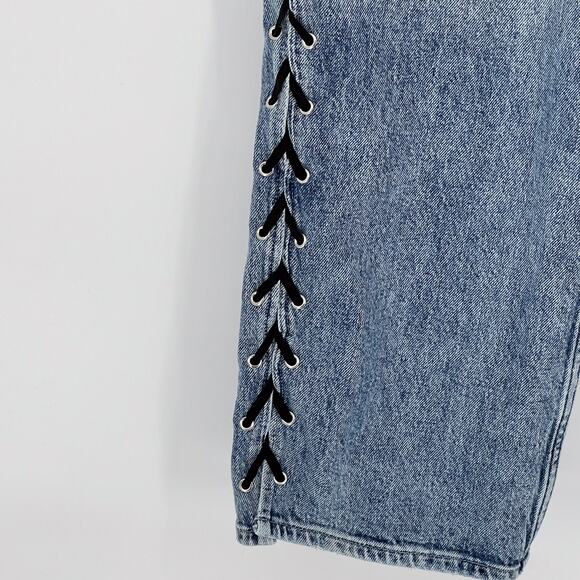 Good American Good Icon Lace Up Side Jeans Indigo Wash Size 18 - Picture 3 of 6